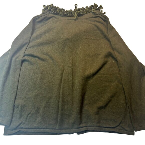 Carole Little Womens 2X Olive Knit Cardigan With Fringe Collar - Picture 4 of 6